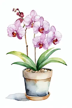花朵盆栽兰花插画图片
