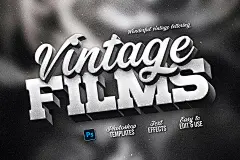 Old Movie Titles 电影海报片名复古3D立体金属文本字母ps特效样机素材_UIGUI