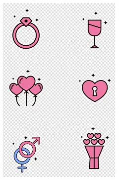 婚礼元素素材爱心甜蜜结婚素材戒指