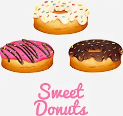 手绘甜甜圈高清素材 三个甜甜圈 手绘 烘焙 甜品 甜甜圈 美食 免抠png 设计图片 免费下载