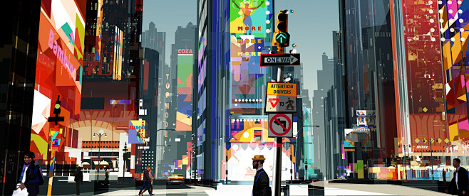 {插画系列}现代城市室外场景(插画)