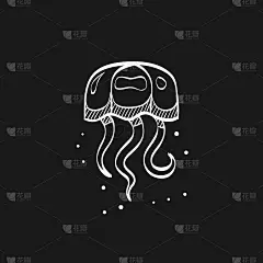 素描图标在黑色-水母