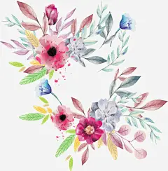 水彩手绘风彩色花丛_新图网 https://ixintu.com 矢量png 花丛 彩色花丛 手绘风 手绘花丛 婚礼请帖