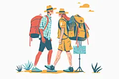 扁平风旅游氛围感清新插画