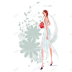 穿婚纱手拿捧花的新娘矢量 高清背景 背景 设计图片 免费下载 页面网页 平面电商 创意素材