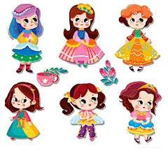 矢量卡通手绘可爱小女孩