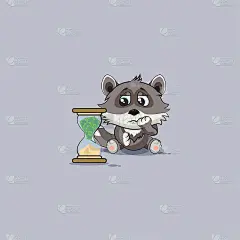 狼宝宝的表情包坐在沙漏上