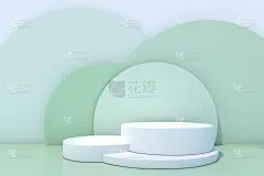 化妆瓶讲台上的绿色背景。3 d渲染。