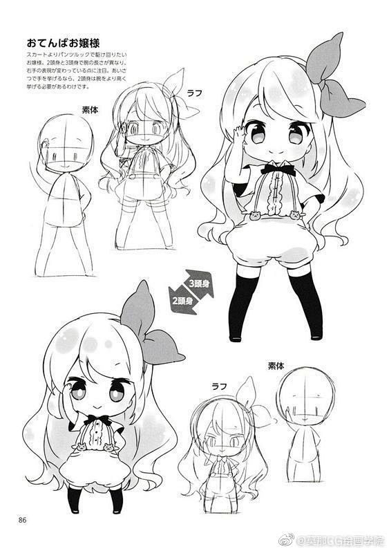 绘画超话 #绘画参考#  一组Q版人物...