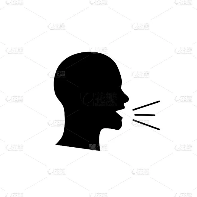 尖叫的矢量插图。图标设计的人类尖叫模板。素材-花瓣网