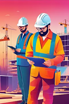 建筑工地劳动人物施工生产安全插画