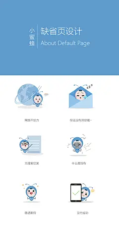 小蜜蜂卡通形象，APP缺省页设计