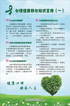 心理健康海报  - 源文件下载【酷图网】心理健康海报,心理健康,心理健康宣传,健康服务,心理健康标准,蓝天白云,草地,树,爱心,爱心树,海报,