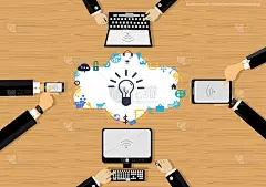 插画商业设计的构思和概念思维创意角度多样。为了成功，计划、思考、搜索、分析、沟通、创新技术现代化。