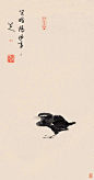 明 朱耷 ·《孤禽图》。朱耷(1626-约1705年)，明末清初画家，中国画一代宗师。本名朱统托，字雪个，号八大山人、个山 、人屋、道朗等，汉族，江西南昌人。