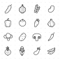 Simple Set of Vegetable icon outline stroke vector illustration on white background