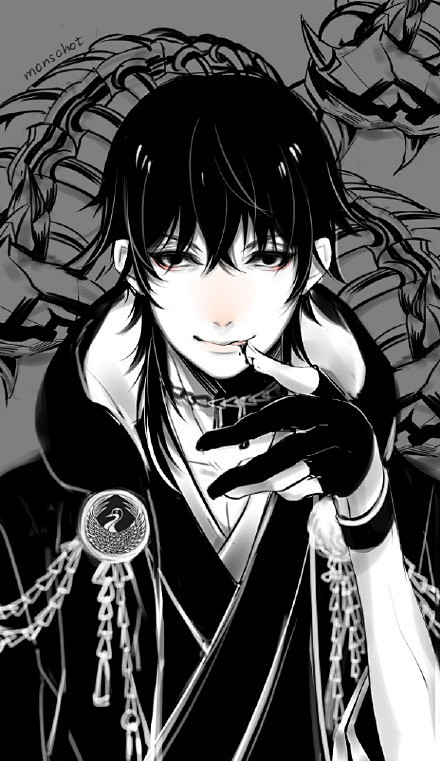 鹤丸国永# #三日月宗近# #小狐丸# #一期一振# 黑白的调调~ 这四位