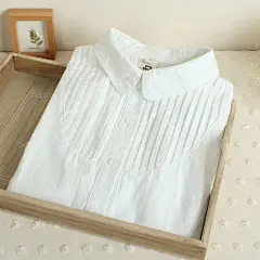  百褶 纯棉 简约 白衬衫 文艺小清新 