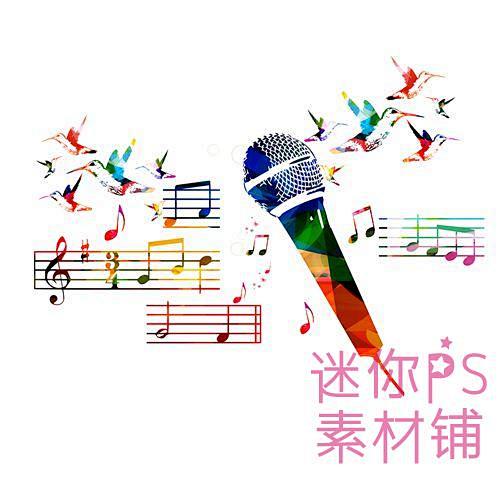 [编号208]喷溅墨点水彩乐器音符蝴蝶收...