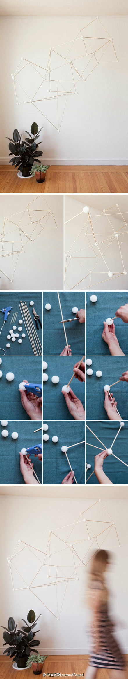 【#动手饰家#】利用泡沫球和细木条做一个...
