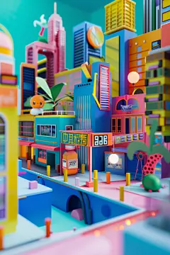三维空间电商商街模型创意设计