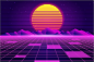 Vector vaporwave retrowave synthwave retro scifi futuristic background 1980s and 1990s cover