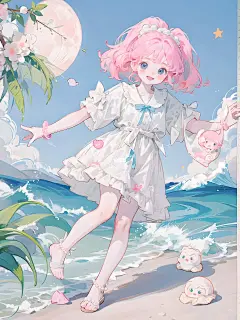 限定·萌系踏浪少女丨可爱女生头像壁纸