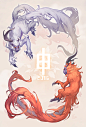 #年賀状 2016年年賀！紅白猿〜 - 山村れぇ的插画