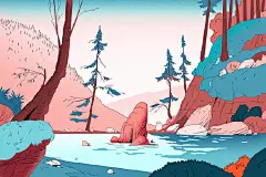 法国插画家Vivien Bertin 风景插图，作者对自然界中的景色观察细致入微，插画细节丰富，配色自然舒适。 ​​​ ​​​​