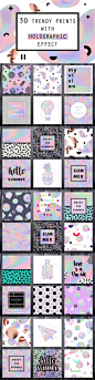 30 Holographic Prints Set. Holographic Backgrounds. $20.00 Mais