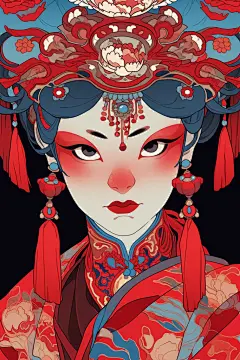 戏曲花旦插画形象