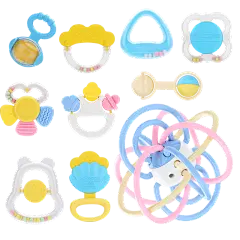 宝宝牙胶磨牙棒咬咬胶手摇铃婴儿早教益智玩具0-1岁曼哈顿手抓球-tmall.com天猫