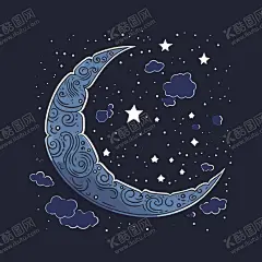 可爱月亮卡通绘画儿童插画 【酷图网】卡通,月亮,明月,月,月球,星星,星球,亮晶晶,闪闪发光,免抠素材,矢量,简笔画,儿童画,儿童插画,插画,蜡笔画,logo,图标