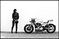 motorcycle cafe racer yamaha black and white Automotive Photography mo