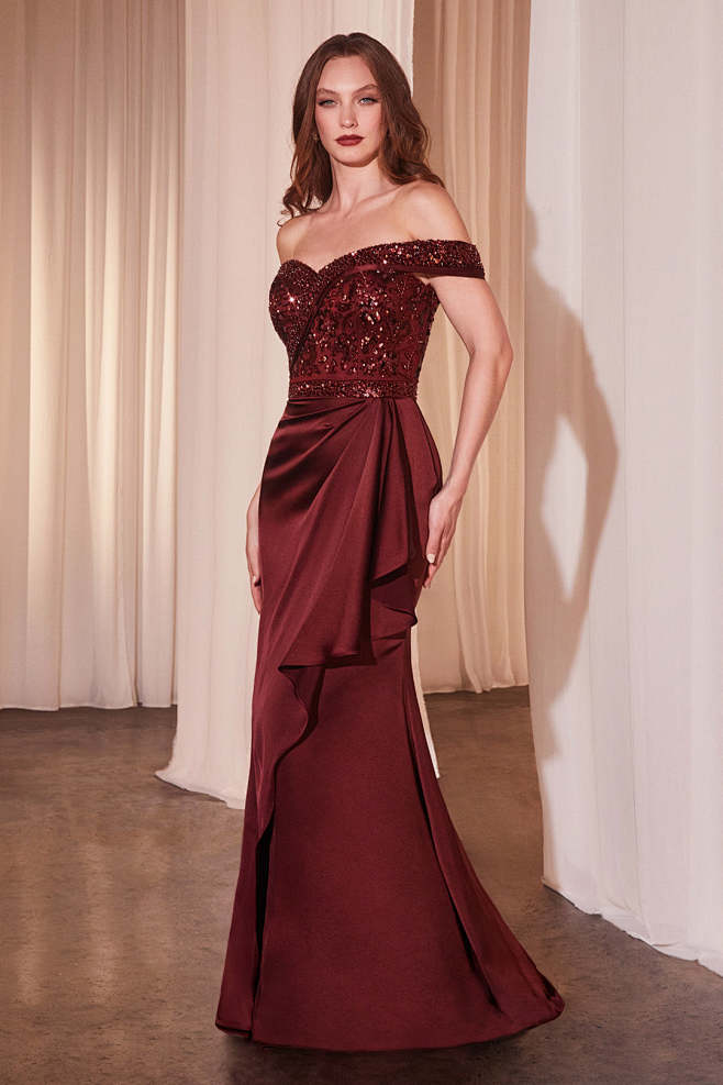 Beaded Satin Fitted ...