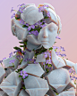 3D body CGI Flowers head Overthink scans skin surreal