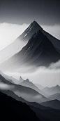 其中包括图片：Monochrome Majesty: The Black and White Mountain Landscape | AI ART