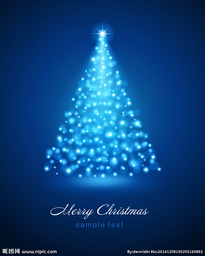 蓝色发光圣诞树