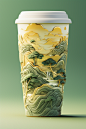 国潮山川创意奶茶杯图片模型