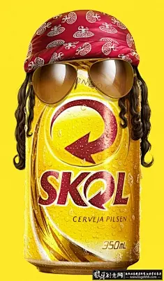 创意国外易拉罐饮品合成广告 时尚色彩易拉罐合成广告 创意夏日解暑帽子元素易拉罐海报