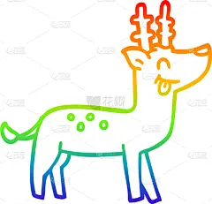 山,彩虹,铅笔画,图像,艺术,鹿,矢量,雄鹿,驯鹿,绘制