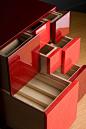 SQUARES : Squares is a cabinet of perfect rectangles, which by definition, is a rectangle built from squares of all different sizes. The sparkling surface is the result of unique polishing technique using sheepskin. The magical cabinet incorporates a trad