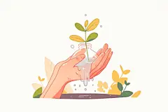 节水护水插画元素