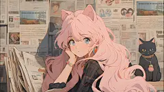 粉红少女背景壁纸