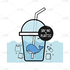 瓶子里的鲸鱼。对塑料说不。污染问题概念。