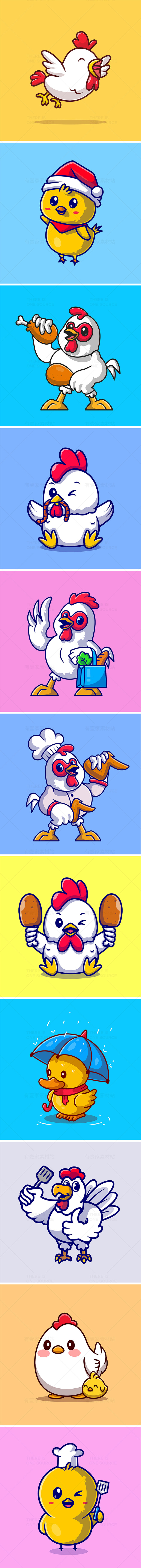 卡通可爱母鸡小鸡雏鸡动物宠物IP形象lo...