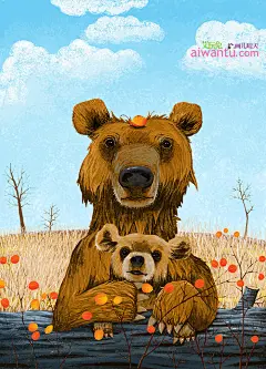 今天重阳节，发一组亲子插画祝天下父母