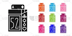 Black Deck of playing cards icon isolated on white