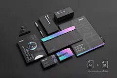 黑色经典品牌样机VI品牌名片信封样机展示模板Blck Branding-01