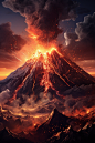 环境损害自然灾害火山喷发岩浆插画